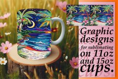 Tropical Paradise Mug Wrap: Palms &amp; Ocean 11oz/15oz Product Image 1