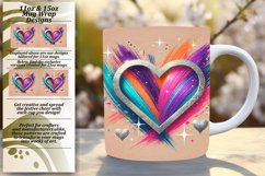 Elegant 11oz Mug Wrap Png Template , Heart Product Image 1