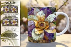 Glitter Mosaic Flower Mug Wrap Art 11oz 15oz Product Image 1
