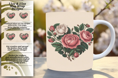 Glamorous 15oz Mug Wrap Png Design , Flowers Heart Product Image 1