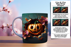 Graceful 11oz Mug Wrap Png Design , 3D Pumpkin Product Image 1