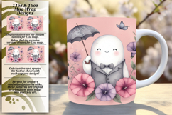 RADIANT PNG Mug Wrap Design 15oz , Cute Ghost Product Image 1