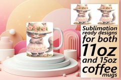 Spring Blossom Cat Watercolor Mug Wrap - Playful Palette Product Image 1