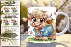 Flawless 11oz Mug Wrap Png Artwork , Cute Cow Product Image 1