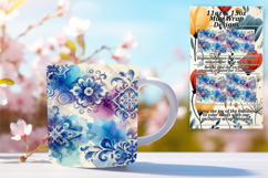 Happy 11oz Mug Wrap Png Template , Watercolor Patter Product Image 1