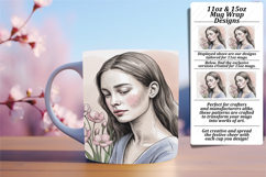 Modern 11oz Mug Wrap Png Template , Beauty Woman Product Image 1