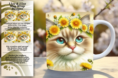 Bold 15oz Mug Wrap Png Design , Cute Cat Product Image 1