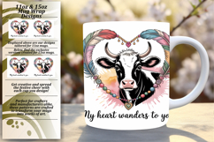 Elegant 11oz Mug Wrap Png Design , Cute Cow Product Image 1