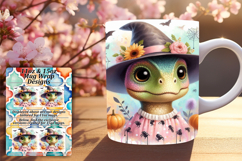 Chic 11oz Mug Wrap Png Design , Halloween Dino Product Image 1