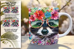 Colorful Raccoon with Flowers Mug Wrap for 11oz/15oz Product Image 1