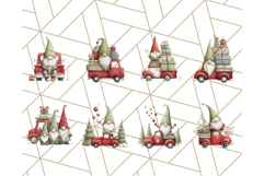 Vintage Truck Christmas Gnomes Clipart PNG, Cute Gnome Png Product Image 8