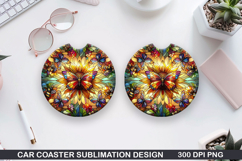 Flower Car coaster sublimation, Summer Coaster PNG Design Product Image 1
