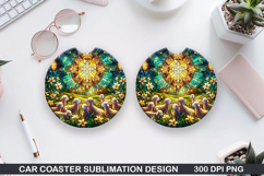 Sheep Car coaster sublimation, Easter Coaster PNG Design Product Image 1