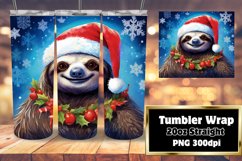 Sloth Christmas Holiday Tumbler 20oz, Santa Product Image 1