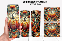 Pumpkins Skinny Tumbler 20oz Wrap Design, Halloween Tumbler Product Image 1