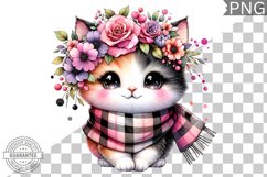 Cat With Flowers Sublimation - Clipart PNG Design Product Image 1