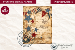 Vintage Patriotic 4th of July Junk Journal digital paper Product Image 1