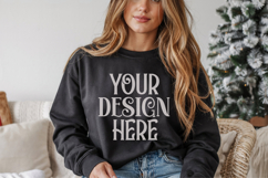 Christmas Gildan 18000 Black Crewneck Sweatshirt Mocku Product Image 1