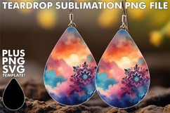 Glamorous Teardrop Earrings PNG, Watercolor Pattern Product Image 1