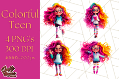 Teen Girl Clipart PNG, Fun Character Illustration Product Image 1