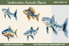 Underwater Animals Clipart PNG Product Image 1