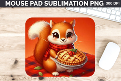 Watercolor Squirrel Mouse Pad Sublimation - Thanksgiving PNG Product Image 1