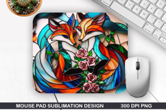 Fox Galaxy Mouse Pad Sublimation, Valentine Mouse Pad PNG Product Image 1