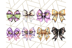 Muted Halloween Bow Clipart, Fall Ribbon PNG Autumn Hair Bow Product Image 8