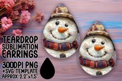 Playful Teardrop Earrings Template Art , Snowman Product Image 1