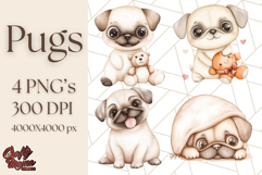 Pug Clipart PNG, Cute Dog Art, Funny Puppy Illustration Png Product Image 1