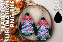 LUMINOUS Teardrop Earrings Design PNG, Neon Xmas Product Image 1