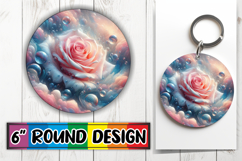 Sweet Keychain Round Design PNG, 3D Flower Product Image 1