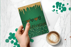 Green and Gold Drip Glitter Greeting Card PNG Sublimation De Product Image 1