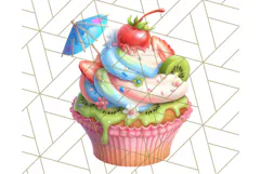 Bright Summer Cupcake PNG Clipart, Colorful Cupcakes Product Image 4