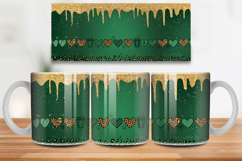 Green and Gold Drip Glitter Mug Wrap PNG Sublimation Design Product Image 1