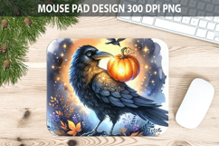 Watercolor Crow Mouse Pad Sublimation - Animal PNG Design Product Image 1