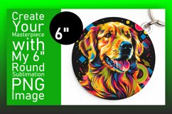 Bold Colorful Dog Round Design Keychain Sublimation Product Image 1