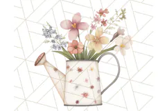 Watering Can Flowers PNG, Rustic Floral Watercolor Clipart Product Image 4