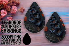 Lovely Teardrop Earrings PNG Template , 3D Flower Product Image 1