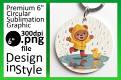 Artful Circle Design for Keychains , Cute Bear Product Image 1
