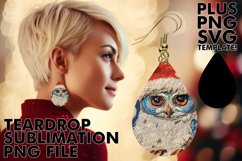 Christmas Owl Teardrop Earrings Design Festive Embroidery Product Image 1