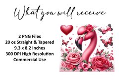 Valentine's Day Flamingo Tumbler Wrap Sublimation Design Product Image 2