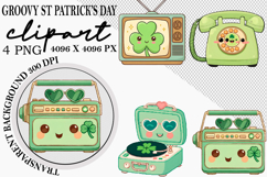 Whimsical Groovy St Patrick’s Day Clipart Watercolor png Product Image 1