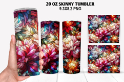 Flower Skinny Tumbler 20oz Wrap Design, Flowers Tumble PNG Product Image 1