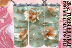 Glittery 3D Flower Pattern Tumbler Wrap - Glossy Charm Product Image 1