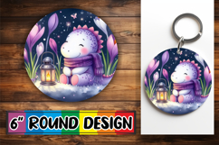 Joyful Sublimation Circle Designs PNG, Cute Dino Product Image 1