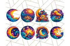 Whimsical Celestial Moon and Stars Clipart Constellation Png Product Image 3