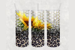 Sunflower Honeycomb Leopard Glitter 20 oz skinny tumbler Product Image 1