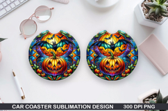 Pumpkins Car Coaster Sublimation| Halloween Coaster PNG Product Image 1