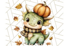 Fall Dinosaur PNG Clipart with Autumn Elements, Cute Dino Product Image 4